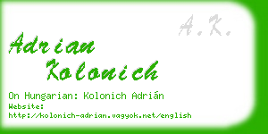 adrian kolonich business card